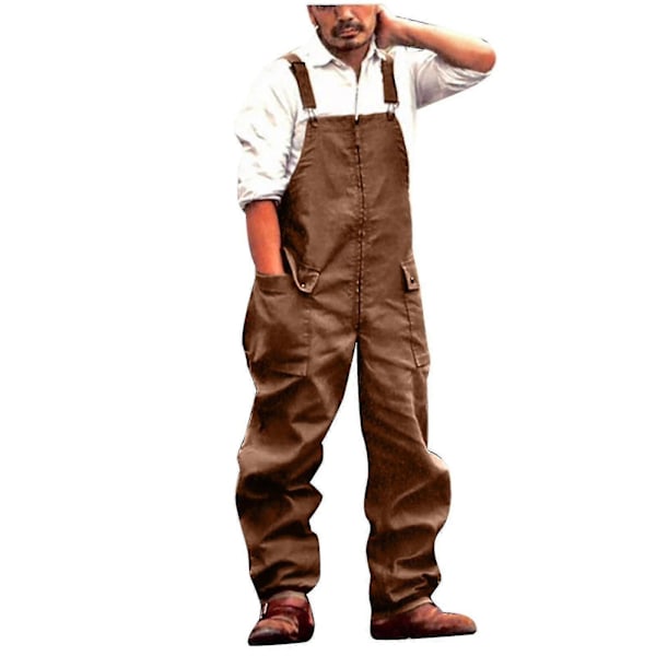Männs Byxor Retro Männs Cargo Byxor Nya Lösa Och Stora Storlekar Avslappnade Överaller Brown L