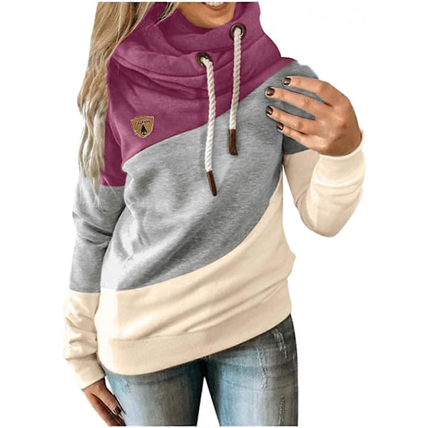 Hoodies för Kvinnor Tröja Krage Hals Casual Långärmad Färgblock