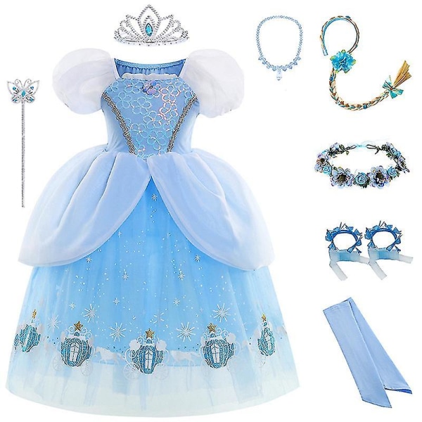 Askepot Kjole Nederdel Halloween Cosplay Kostume Børn Piger Festkjoler PHGN22004 Dress kit 120cm