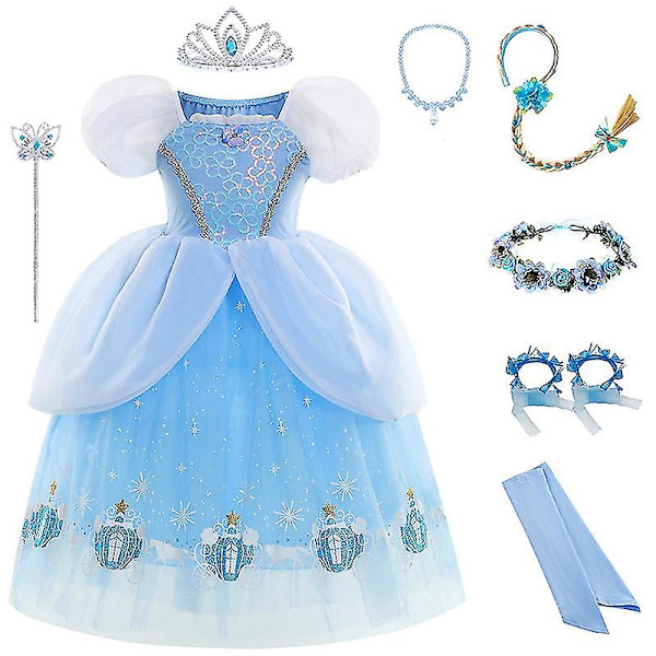 Cinderella Dress Hame Halloween Cosplay Puku Lasten Tyttöjen Juhlamekot PHGN22004 Dress kit 130cm