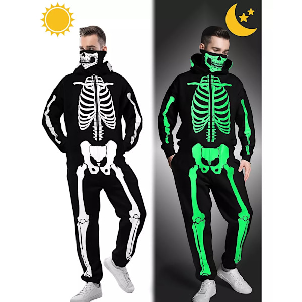 Halloween Voksen Glødende Skelet Kostume Negro XL
