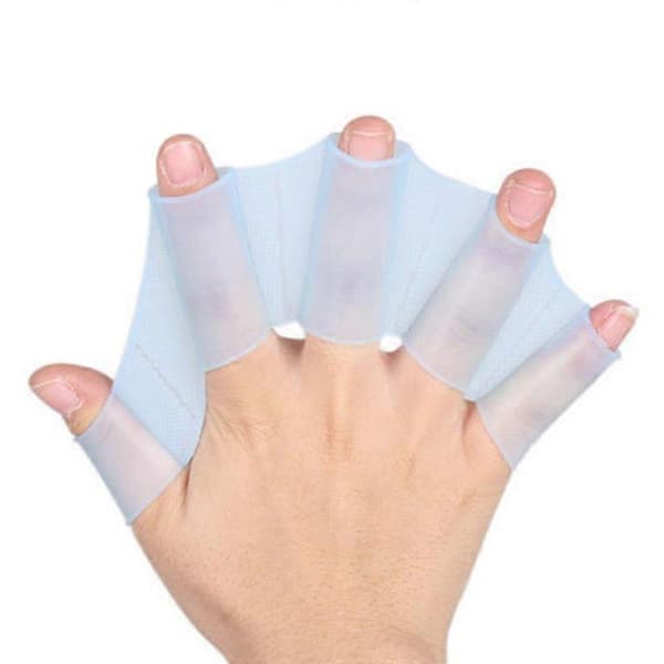 Svømmefinner 1 par unisex frøformede silikone svømmefinner handsker til vandsport Light Blue S