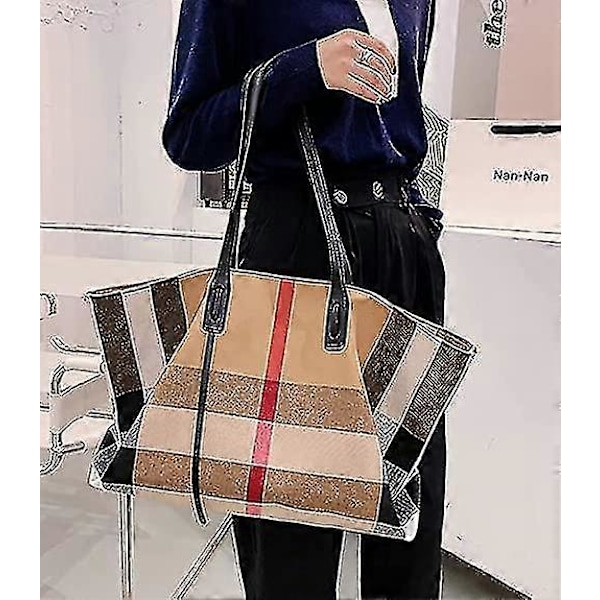 Håndvesker for kvinner Canvas Mote Stor Kapasitet Romslig Veske Dame Crossbody Veske Mote Tote Topp