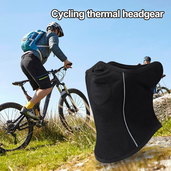 Halsvärmare för utomhusridning, höst/vinter, med fleecefoder, andningshål, halv ansiktsmask, trendiga accessoarer Black