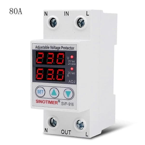 Justerbart över- och underspänningsskydd, SVP-916 40A 63A 80A med dubbel display, överspänningsskydd, kompatibelt med 220V-system 40A
