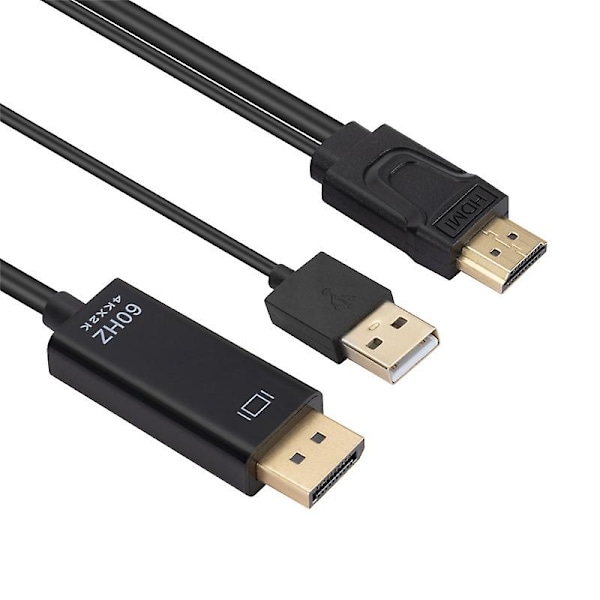 Usb-konverterkabeladapter HDMI-kompatibel til Displayport-adapter Aktiv skjermkonverter