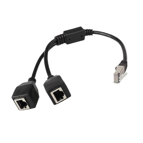 2X RJ45 Ethernet Splitterkabel, 1 han til 2 hun Ethernet-forbindelseskabel Egnet Cat6 LAN Ethernet-stikadapter Black
