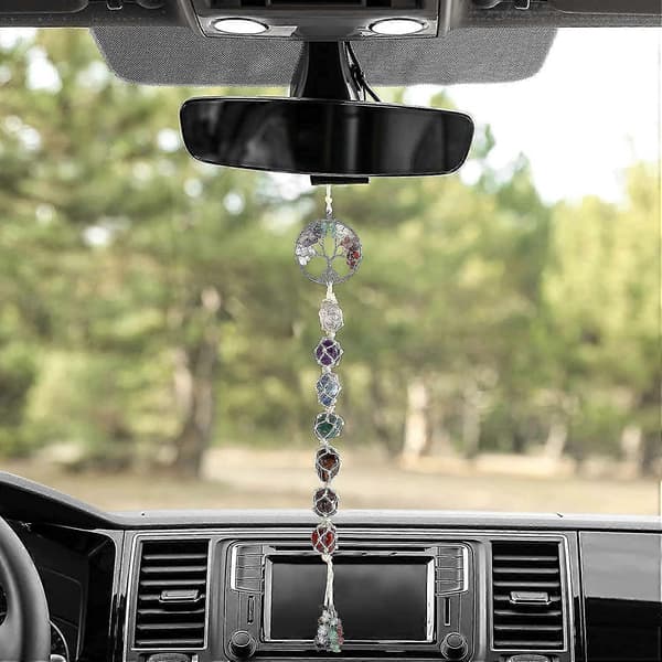7 chakra veggpynt, helbredende krystallpynt, livets tre chakra krystaller helbredende steiner