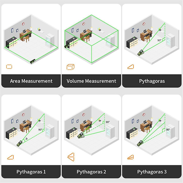 Digitaalinen vihreä laseretäisyysmittari 100M lasernauhamitta etäisyysmittari LCD-kulmasensorilla mittaustyökalut