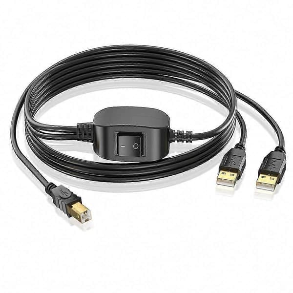 Tulostinkaapeli USB B uros – kaksi USB A uros -kaapelinjakajaa