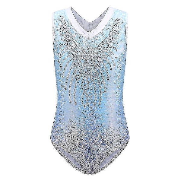 Piger Sleeveless Dansedragt Gymnastik Leotard Ballet Leotards Light Blue 5-6Y