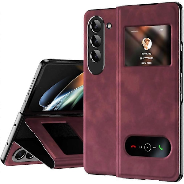 Samsung Galaxy Z Fold 6:lle suunniteltu magneettinen taittuva kotelo, avoin ikkuna, ylellinen liike-elämän Napa-nahkainen piilotettu jalusta, ohut suojakotelo Red For Galaxy Z Fold 6