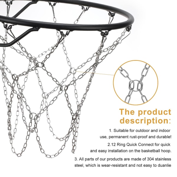 Metal Basketball Net Kæde Jern Standard 12 Mesh Kroge Tykt Jern Mesh