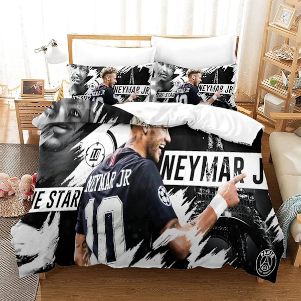 Neymar Duvet Cover Neymar World Cup Football Star Bedding Pieces Quilt Cover And Pillow Covers Soft Fade Resistant Breathable 3D Printed Duvet Cover S Double200x200cm