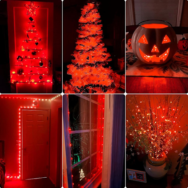 Røde eventyrlys, 3M/10ft 30LED Halloween-dekorasjonslys, batteridrevne oransje lysstrenger for Halloween, juledekorasjoner Red