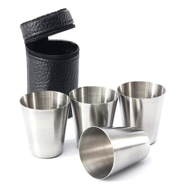 4/2stk sett 30/70/180/320ml utendørs rustfritt stål kopper shots sett mini glass for Set 2-70ml