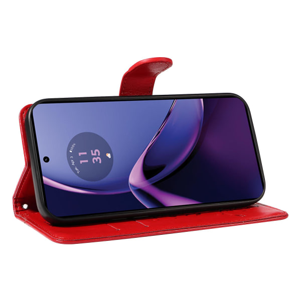 For Motorola Moto G84 5G skinntelefonveske med aprikosblomstmønster Red