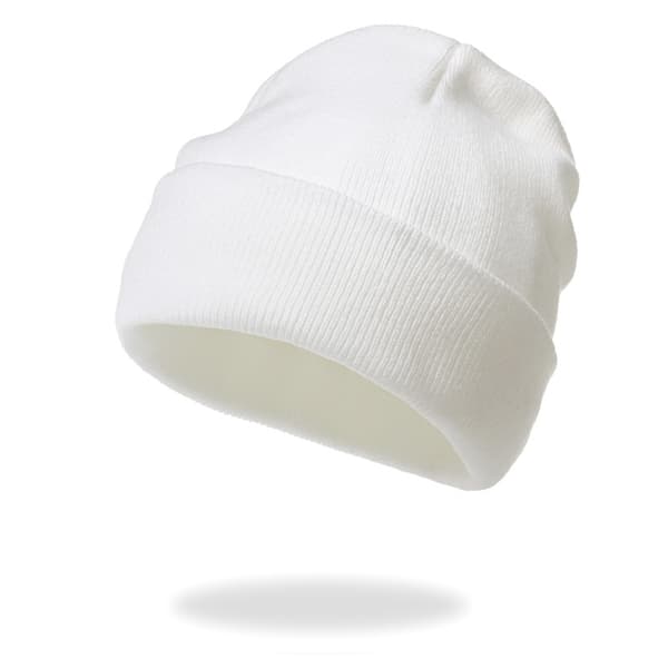 (Vit) Klassisk stickad mössa, varm finstickad mössa, unisex