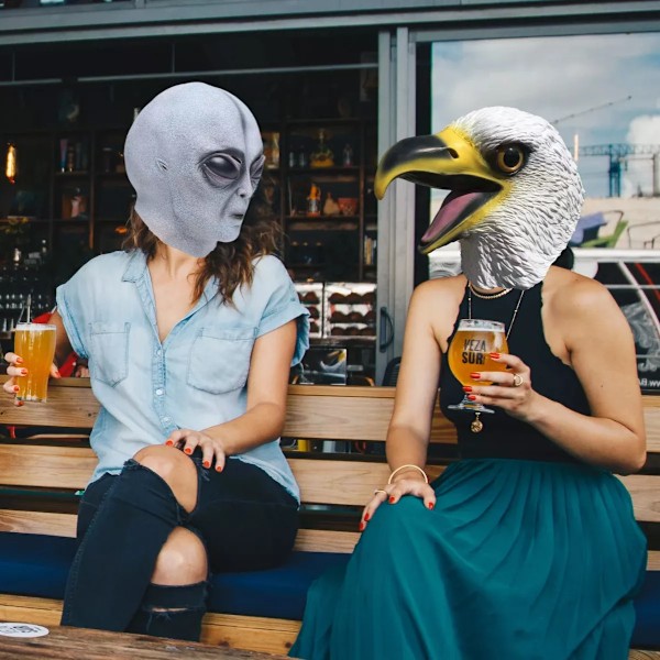 Grå Alien Maske Ujordisk Latex Halloween Gys Gris