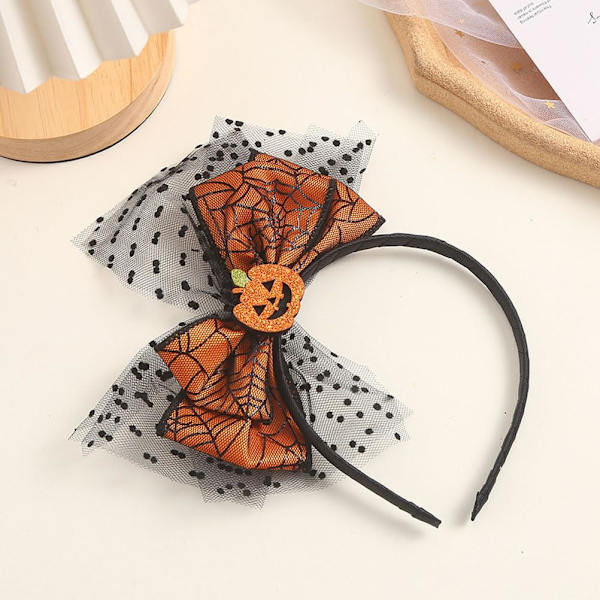 Halloween Græskar Pandebånd Sort Edderkoppespind Orange Hovedbeklædning Sød Græskar Bue Design Efterårs Pandebånd til Kvinder Pige Thanksgiving Halloween Fest