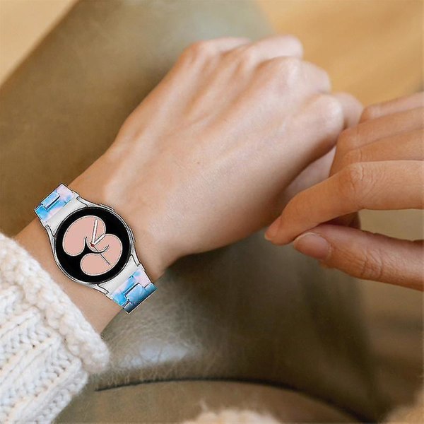 För Samsung Galaxy Watch 5 40mm / 44mm / Watch 5 Pro 45mm Resin Watch Band Rostfritt stål Spänne Armband Armband Blue   Pink