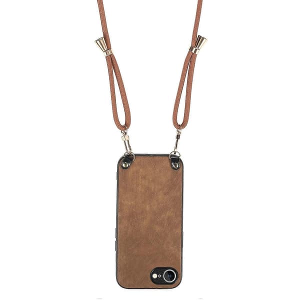 Retro skinndeksel til iPhone 16e med justerbar stropp - Grønn Multicolor Brown