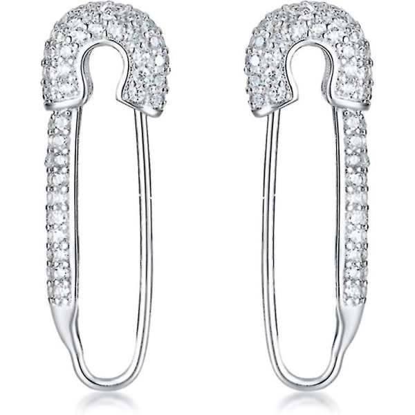 Cz Sikkerhetsnål Brusk Sterling Sølv Hoop Øredobber For Damer Jenter Deilig Cubic Zirconia Dingle Drop Hypoallergen Stud Post Crystal Huggie Fashio