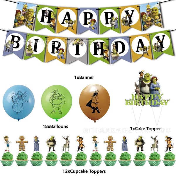 31st Shrek Theme Birthday Party Decoration Pull Up Banner