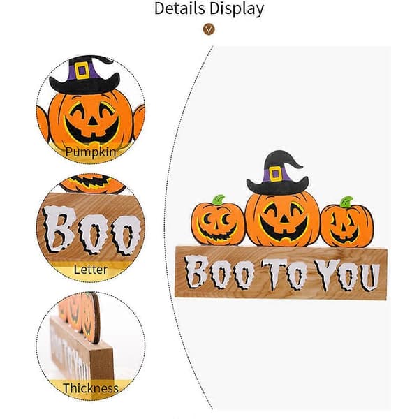 Halloween Bogstav Bordpynt Rekvisitter Træ Festdekoration Græskar Lanterne Bordpynt E