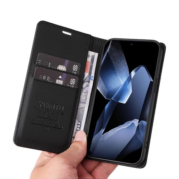Plånboksfodral i PU-läder med ställ för OnePlus 13 Black