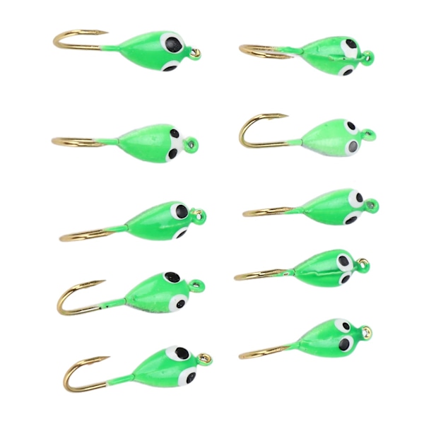 202410 stk Isfiske Jigger med pigger Vinter Jigging Lokkemiddel Mini Kroker Tilbehør Grønn Tadpole Form