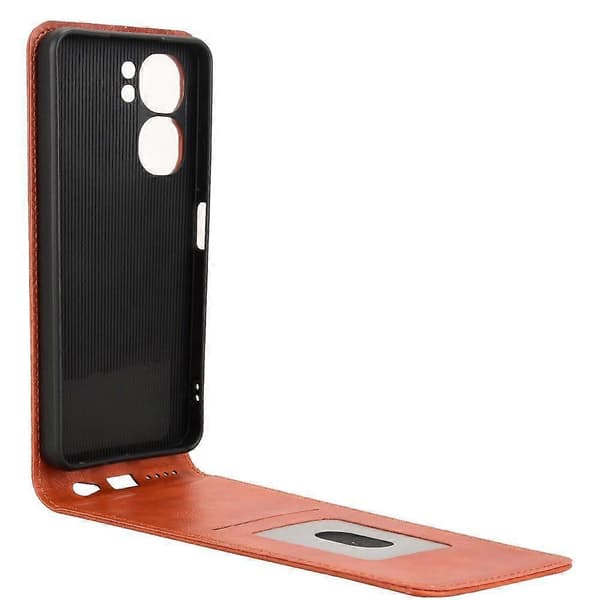 Vertikal Flip Læder Etui Til Oukitel C58 / C58 Pro Brown