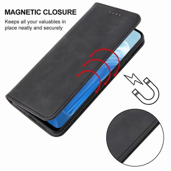 Magnetiskt läderfodral för OPPO Reno7 4G Black