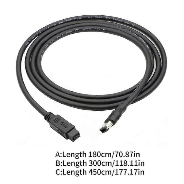 Firewire 800 til 400 IEEE 1394-kabel 6-benet til 9-benet adapterkabel til printere, scannere og harddiskforbindelse 3m