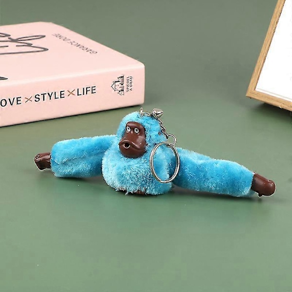 Söt Plush-Apa Nyckelring Orangutang Nyckelring På Byxväskans Bilprydnad - Rabatt Blue 1PC