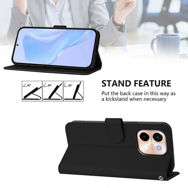 Solid Farge PU-deksel for vivo Y28 4G Black