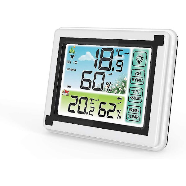 Trådlös väderstation med inomhussensor för utomhusbruk Hygrometer Digital termometer med stor lcd Di
