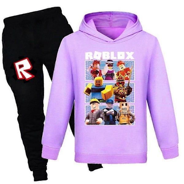 Joululahjat Roblox 2 kpl Pelikuvioinen Huppari ja Housut Setti Tytöille Pojille Huppari Pusero Yläosat Lapsille Teineille Purple 2-3years