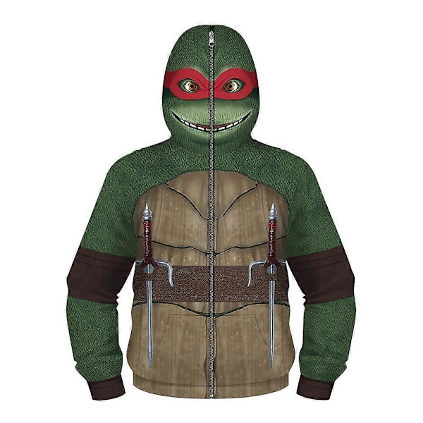 Børns drenge Teenage Mutant Ninja Turtles Cosplay kostume 3D jakke frakke fuld lynlås hættetrøje sweatshirt hætte ydertøj 12-13 Years