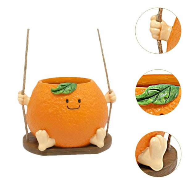 Riippuva keinukukkaruukku lahjaksi koriste hartsi makuuhuoneen ulkokoristeluun Orange 12.2cmx10cmx9cm