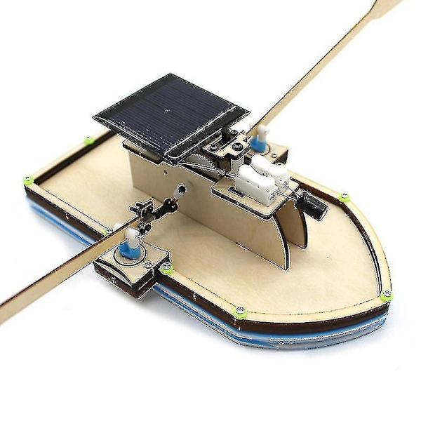 Modellleksaker Trämodell Båtmontering Diy Handgjord Sats Kondensatormonterad Solmodell