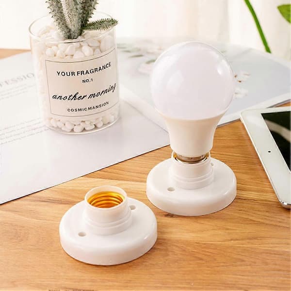 1/4x E27 skrukork sokkel hvit taklampe pære feste base stativ H 1pc
