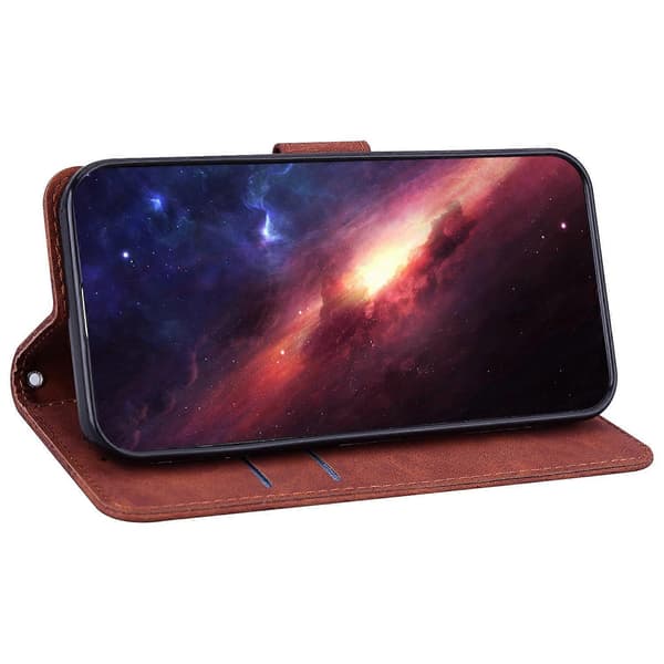 Geometrisk præget flip-læder telefoncover til Motorola Moto E22/E22i Brown