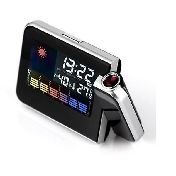 Väckarklocka med projektion, LED digital projektionsväckarklocka USB uppladdningsbar väckarklocka black