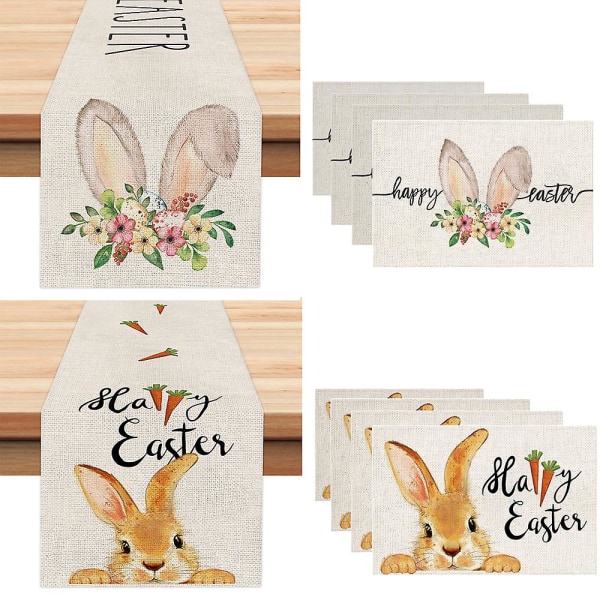 Bunny Rabbit pääsiäispöytäjuoksu, kevätkeittiön ruokapöydän koristelu kotibileiden sisustukseen 13x72 tuumaa