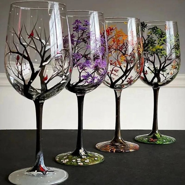 Four Seasons Trees -viinilasit Pikari Luova printed lasikuppi viinioluelle C