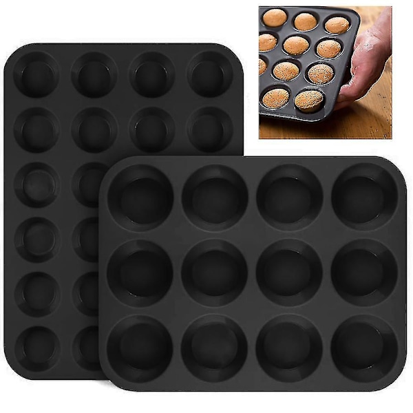 Mini Muffin Pan 24 Hull & 12 Hull Inspirasjon Muffin Pan, For Non-stick Belagt Kort Steketid For Søte Og Savory Oppskrifter