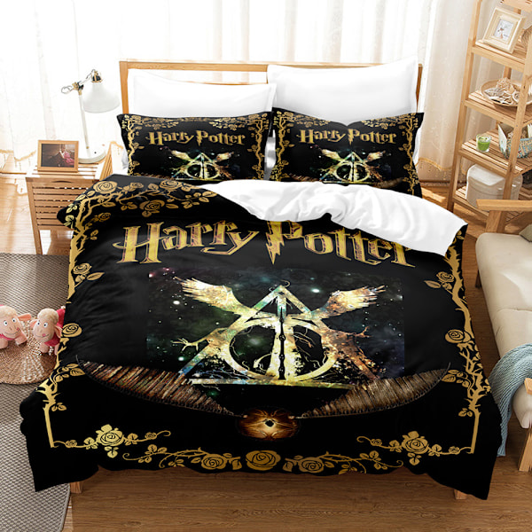 Harry Potter Tryckt Sängklädesset Påslakan Täcke Örngott Barn Present 9 135*200