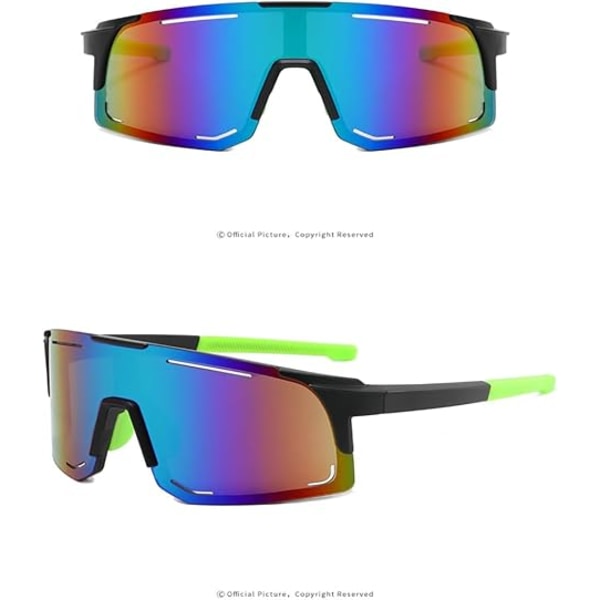 Polariserte solbriller for menn og kvinner, farget speillinse, UV-beskyttelse, ski, sykling, løping, strand, fiske Black-green