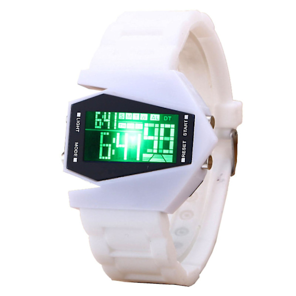 Digitalt Airplane Watch Multifunktionelt Unisex Farverigt Led Airplane Watch til kvinder og mænd White